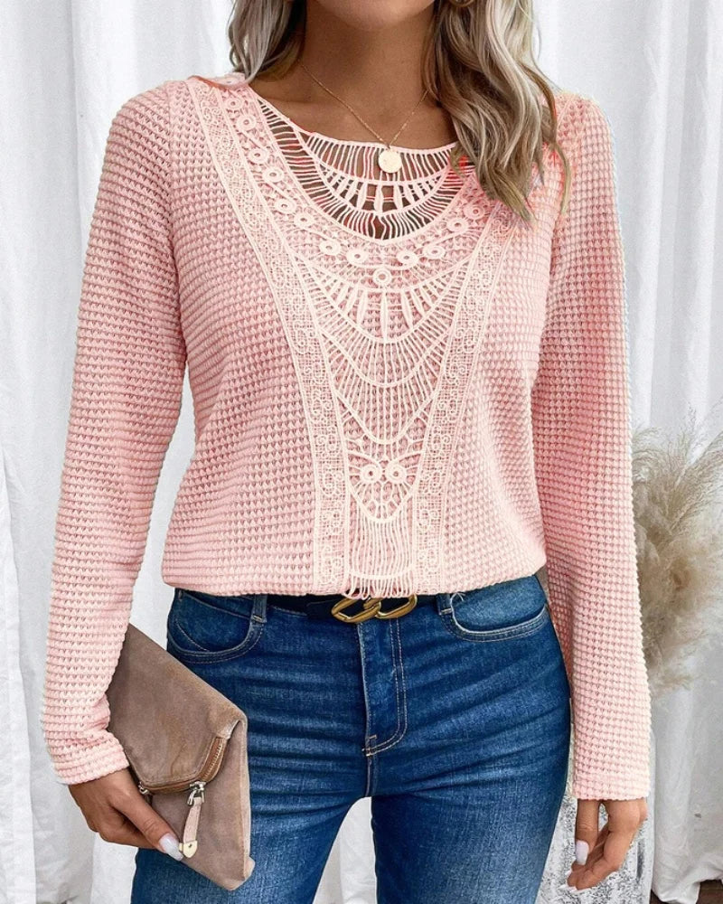 Women's Classic Jumper with Long Sleeves and Knit Design