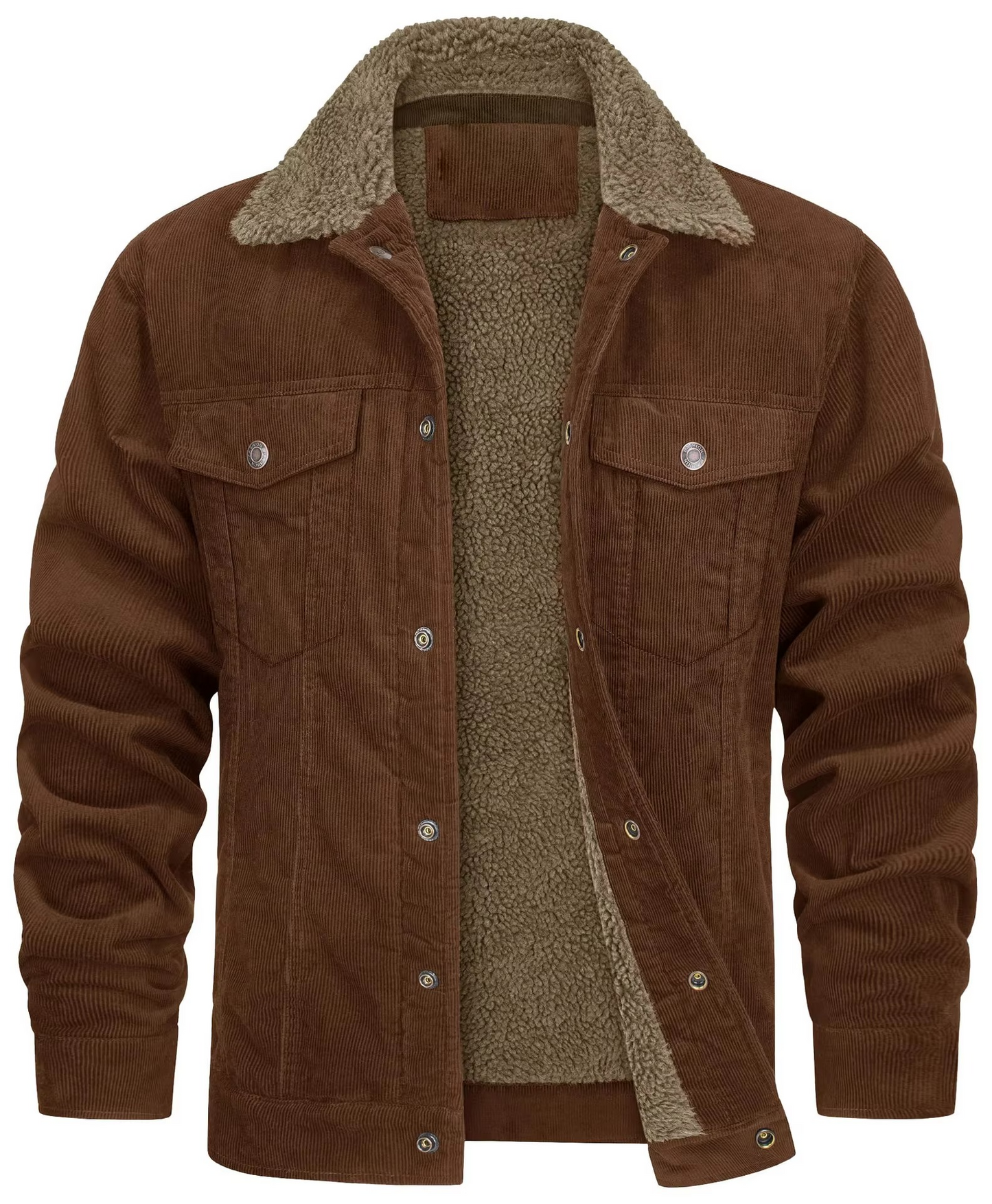 TrendAura Men's Navy Corduroy Fleece Lined Winter Jacket With Warm Lining And Casual Utility Style