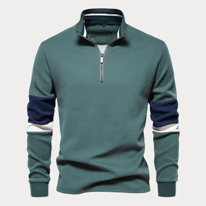Max Mens Stand Up Collar Striped Sweater Comfortable Casual Knit for Everyday Wear