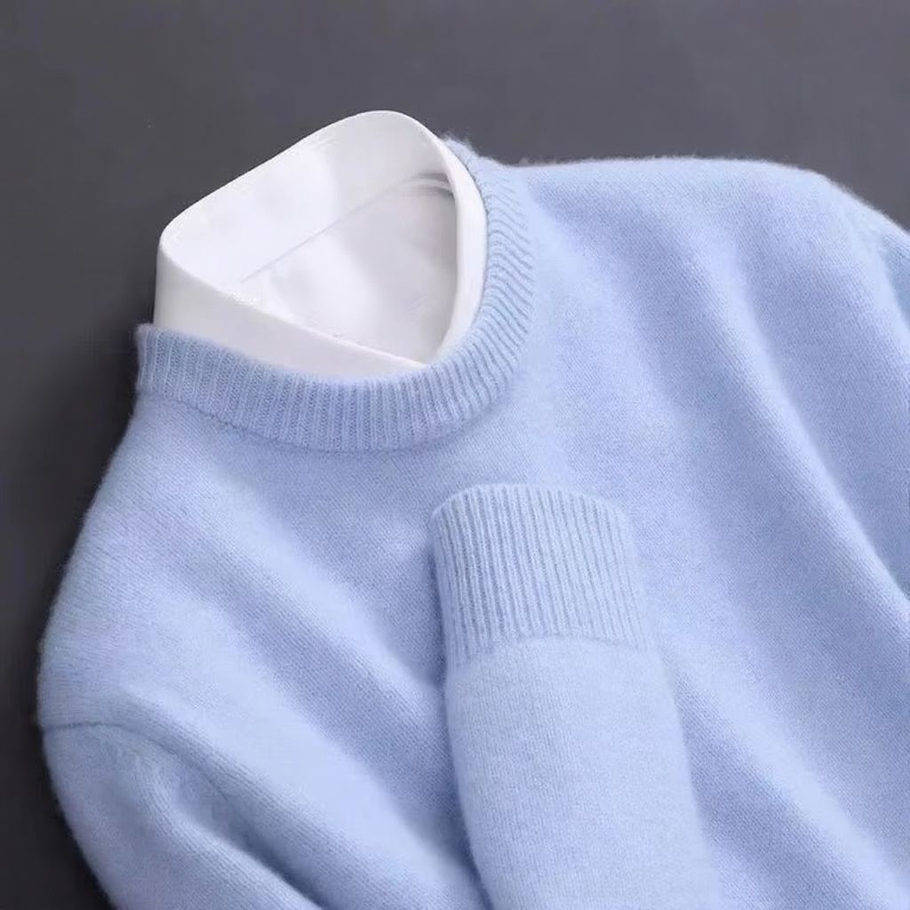 Men's Oversized Cashmere Knit Sweater O Neck Pullover M to 3XL Warm Cozy Style TrendAura