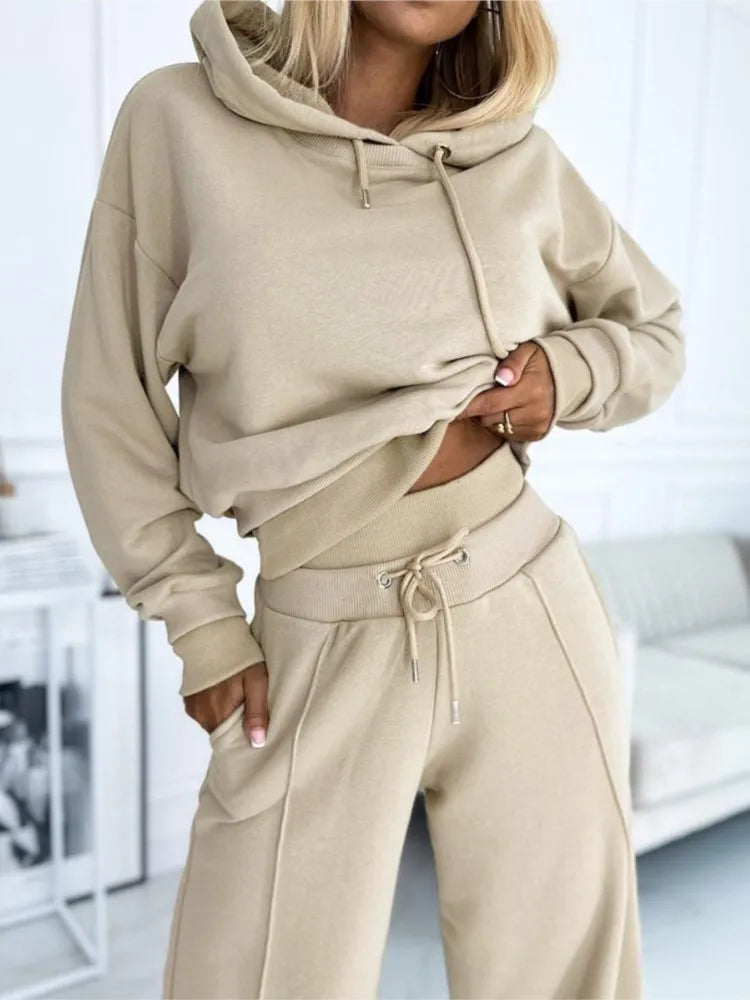 Women’s Casual Tracksuit Set | Hooded Top and Drawstring Trousers