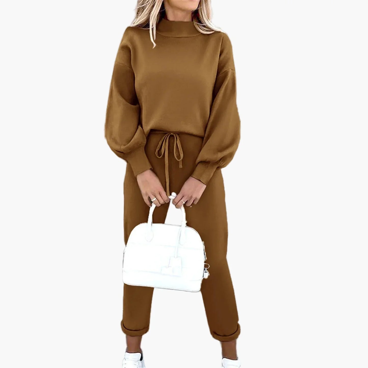 Women's Casual Two-Piece Set – Fashionable Lounge Outfit with Wide-Leg Pants and Long-Sleeve Shirt, Perfect for Everyday & Streetwear