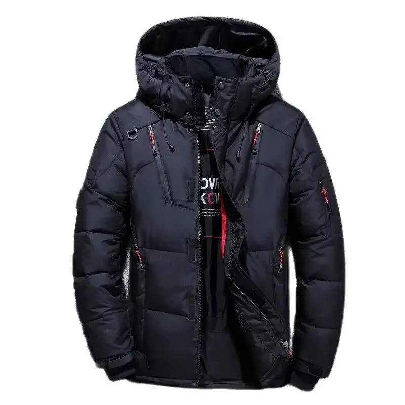 Men's White Duck Down Parka For Extreme Cold -20F Hooded Winter Coat With Weatherproof Shell