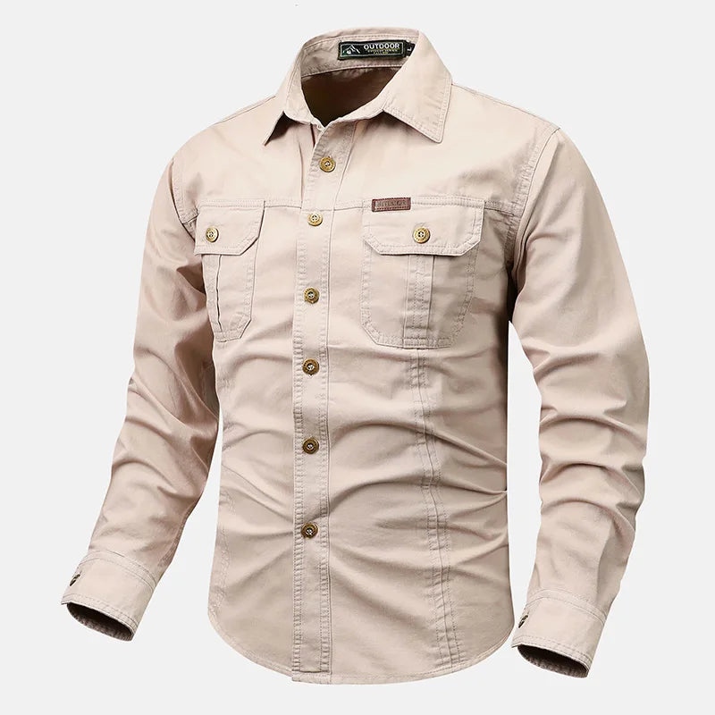 Gabriel Mens Outdoor Utility Button-Down Shirt With Durable Fabric And Utility Pockets TrendAura