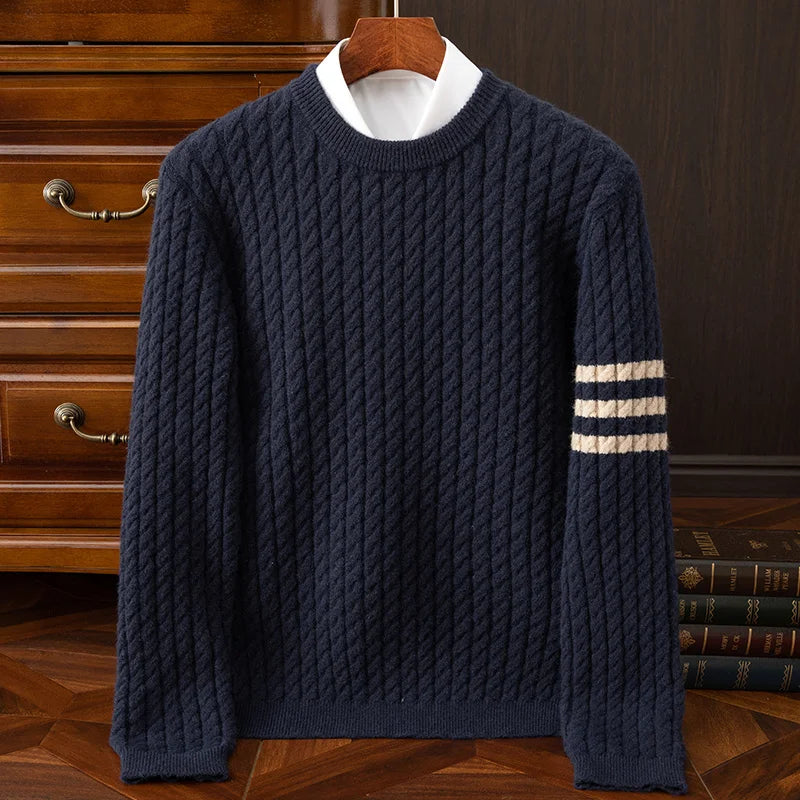TrendAura Kingsford One Hundred Percent Cashmere Sweater For Men Handknit Ridged Texture Soft Warmth Layering
