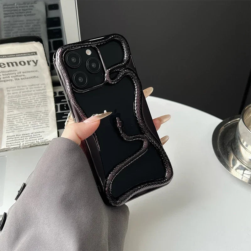 TrendAura Orion Snake Plated iPhone Case With Hollow Design Electroplated Finish TPU Protection For Heat Dissipation