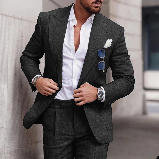 Men's Slim Fit Beige Suit Set Lightweight Breathable Single Breasted Elegant Nordic Flair