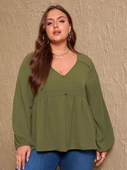 Carlotta | Elegant blouse for women with V-neck and loosely falling sleeves