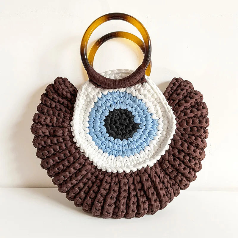 TrendAura Evil Eye Mini Clutch - Handwoven Protective Eye Charm Bag For Daily Style And Security