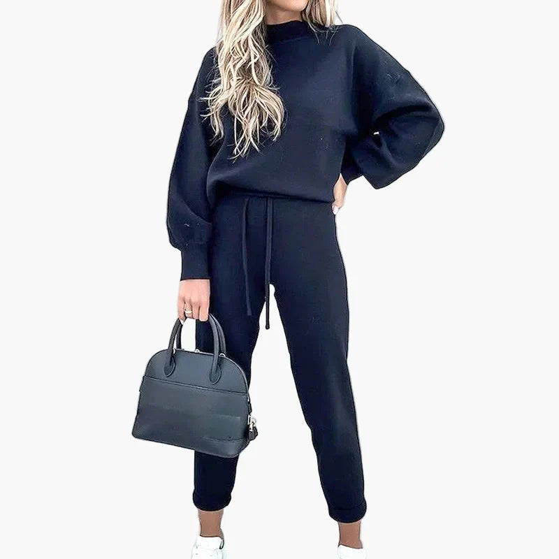 Women's Casual Two-Piece Set – Fashionable Lounge Outfit with Wide-Leg Pants and Long-Sleeve Shirt, Perfect for Everyday & Streetwear