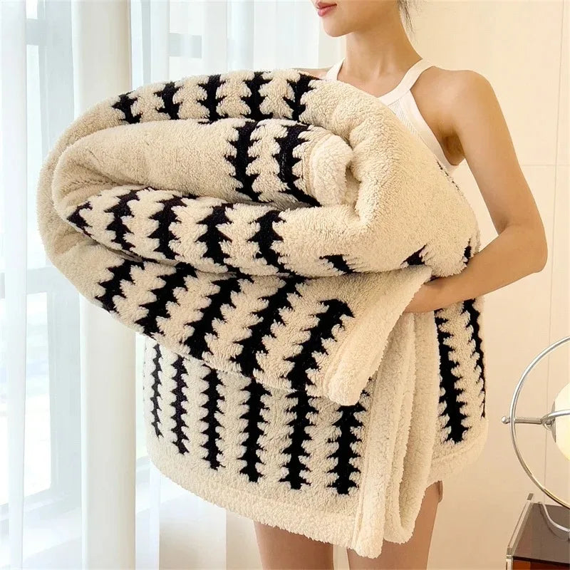 Contemporary Flannel Blanket With Plush Sherpa Fleece Dual Sided Comfort For Cozy Nights And Home Relaxation