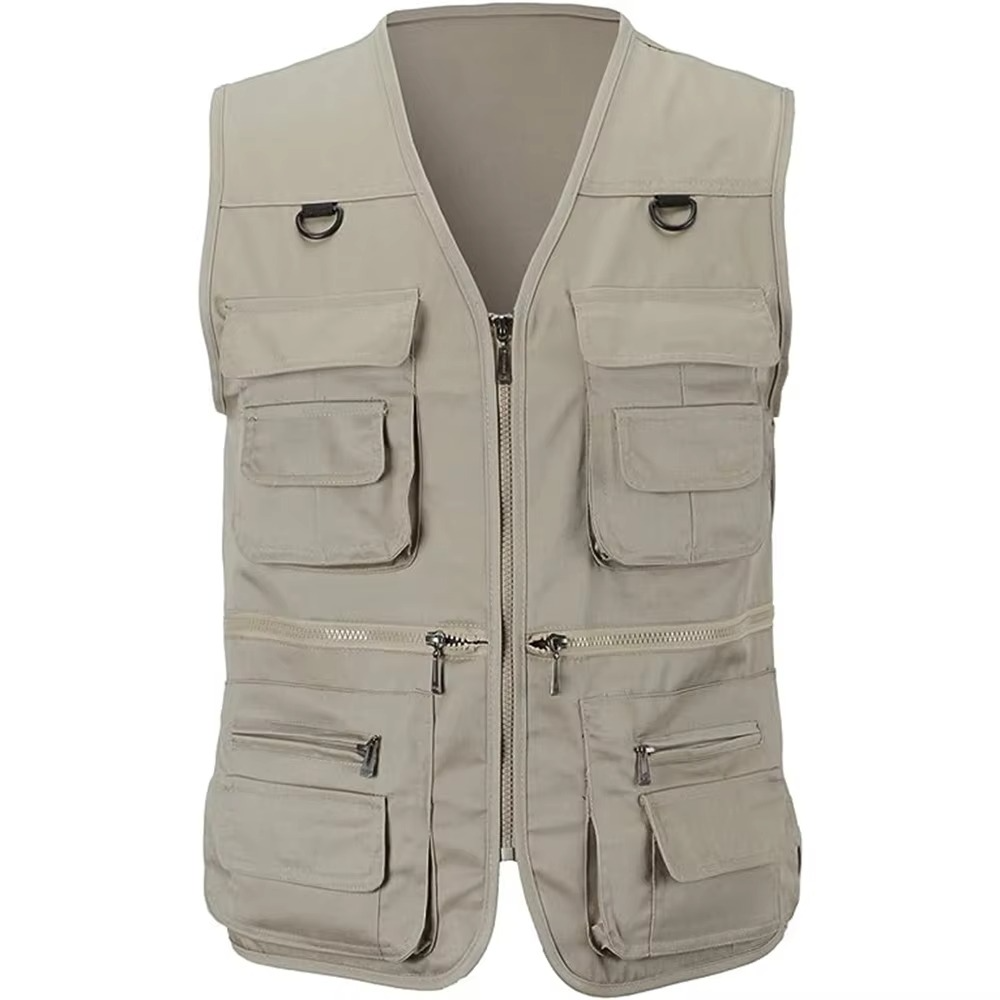 TrendAura Men's Outdoor Multi Pocket Lightweight Vest For Hiking And Fishing With Zippered Pouches And Cargo Pockets