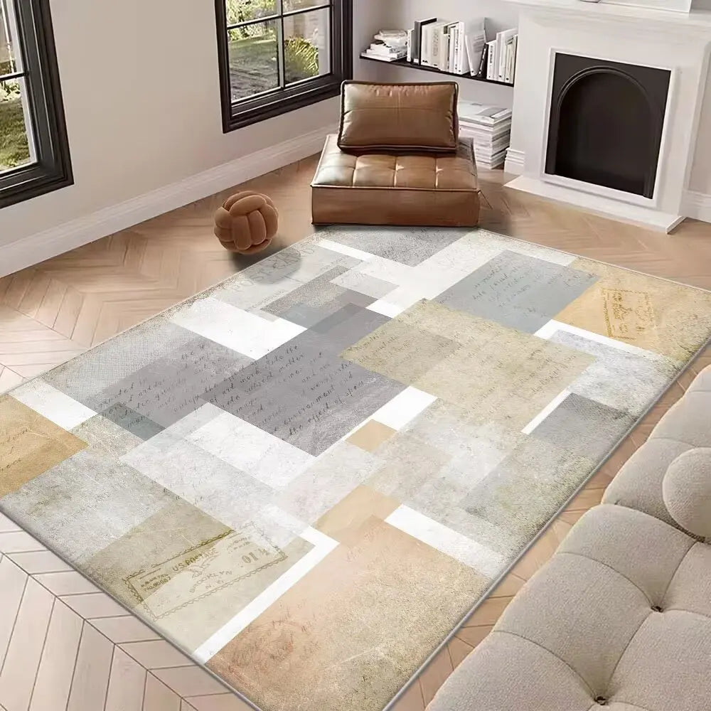 Modern Abstract Style Large Living Room Carpet Decoration Home Rugs for Bedroom Non-slip Lounge Rug Mat for Children Washable