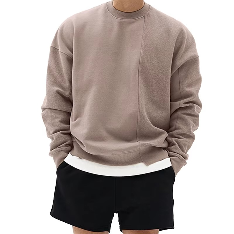 Men's Loose Fit Gym Hoodie Sweatshirt Crew Neck Long Sleeve Casual Pullover for Activewear by TrendAura