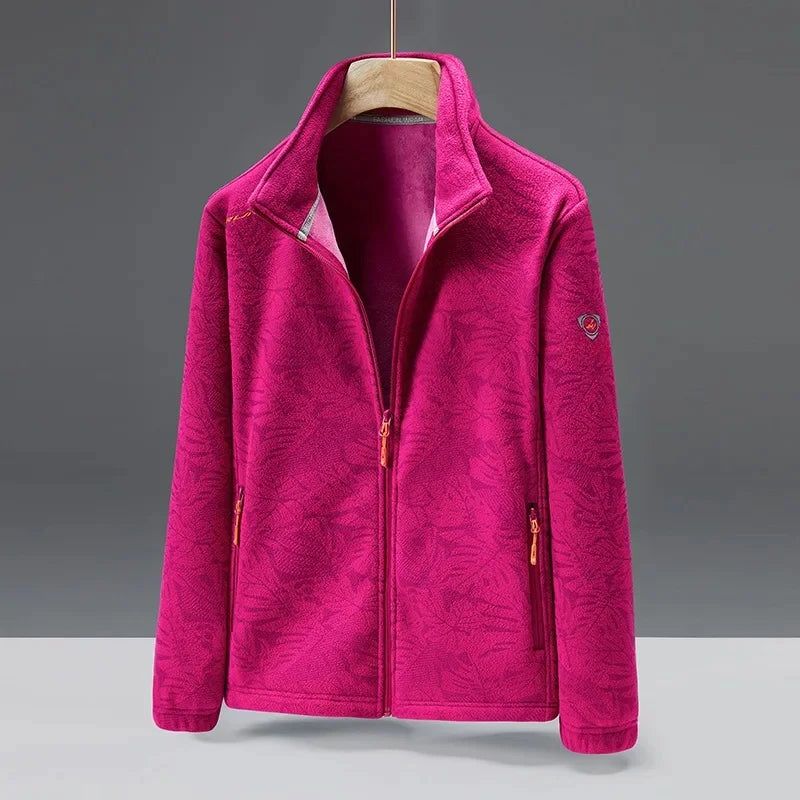 Nordisk-Flair Men's Fleece Jacket With High Collar Standard Fit Zip Pockets Textured Pattern