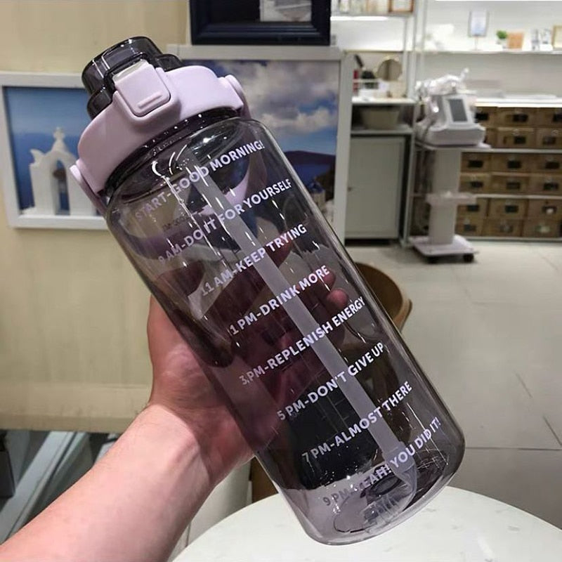 Motivating 2L Water Bottle Leakproof With Removable Straw For Fitness Enthusiasts And Busy Professionals