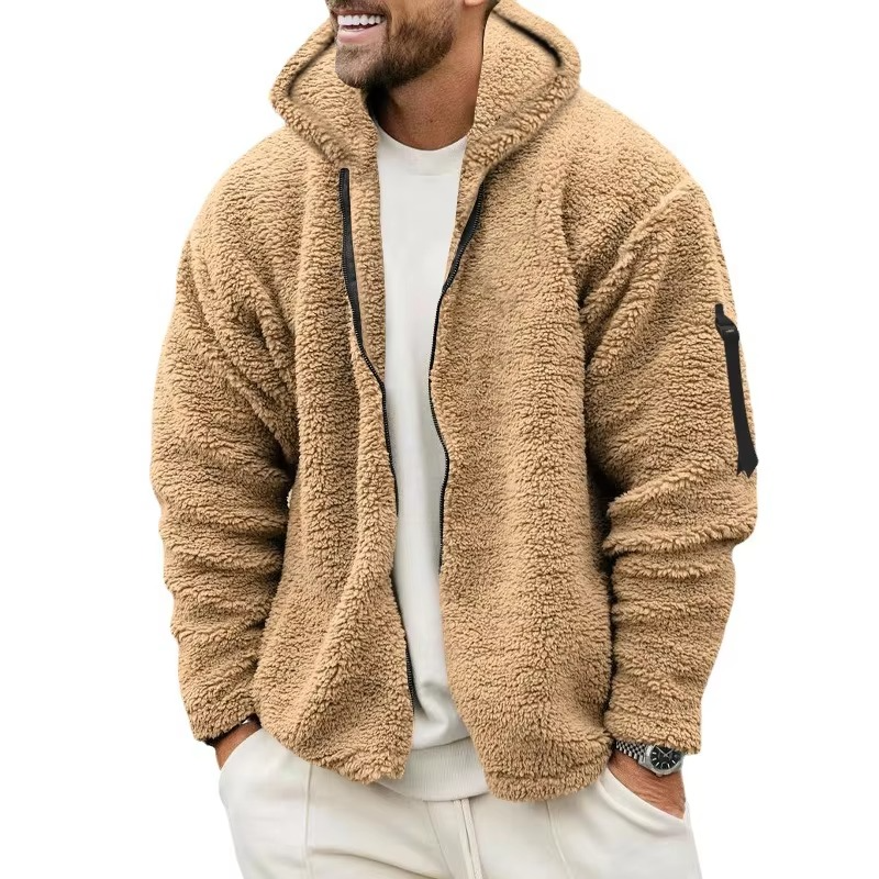 TrendAura Mens Reversible Fleece Hooded Jacket For Cold Weather Autumn Winter Cozy Warmth Everyday Outdoors
