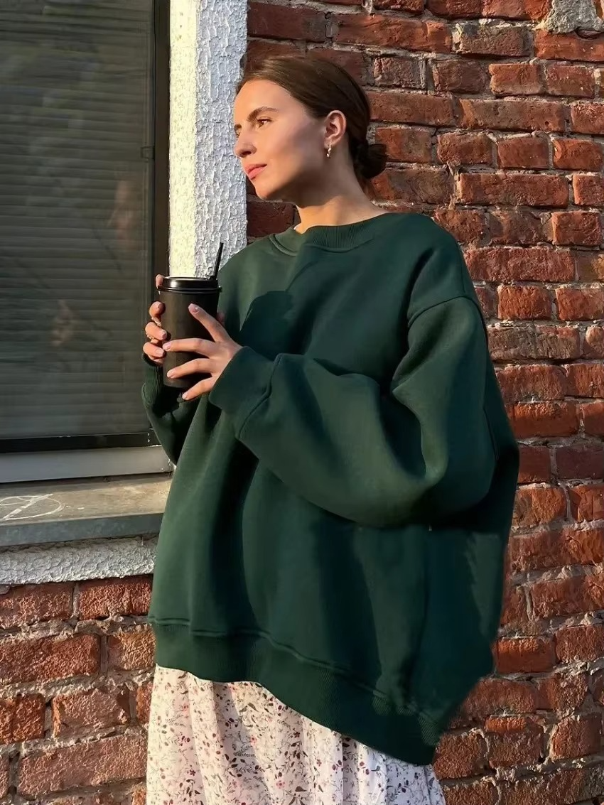 Oversized Fleece Hoodie for Women Warm Loose Fit Pullover Sweatshirt