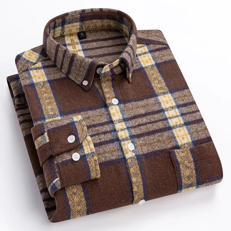 TrendAura Men's Plus Size Plaid Long Sleeve Shirt 7XL 100 Percent Cotton with Single Chest Pocket