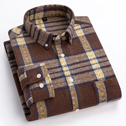 TrendAura Men's Plus Size Plaid Long Sleeve Shirt 7XL 100 Percent Cotton with Single Chest Pocket