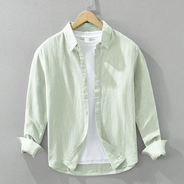 Max Cotton Linen Shirt For Men Breathable Versatile Long Sleeve Classic Collar For Daily Wear And Semi Formal Events
