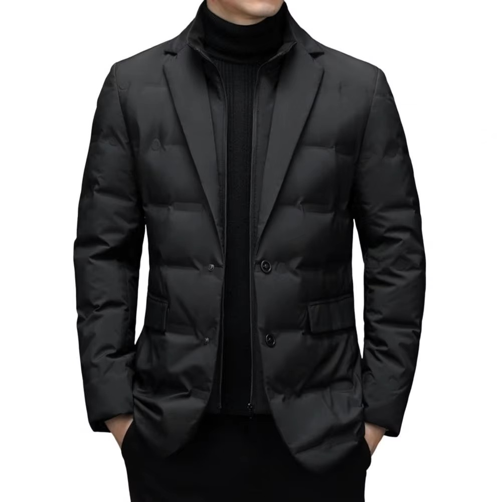 Men's High Collar Winter Cotton Suit Coat With Zipper Quilted Outer Layer Padded For Urban Style
