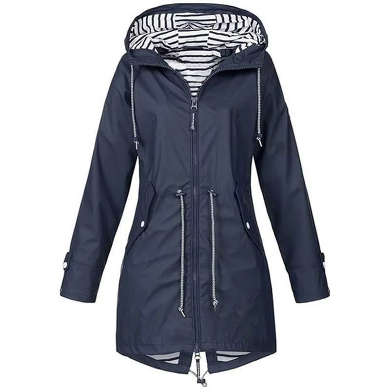 TrendAura Women's Lightweight Waterproof Rain Jacket - Adjustable Drawstring For Everyday Outdoor Wear