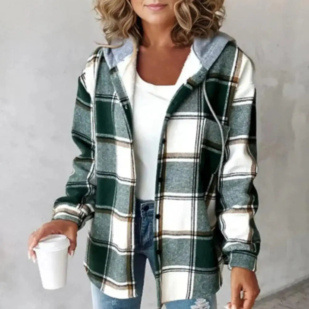 Green hooded jacket with eye-catching print