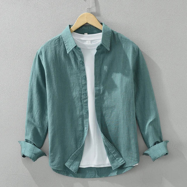 Max Cotton Linen Shirt For Men Breathable Versatile Long Sleeve Classic Collar For Daily Wear And Semi Formal Events