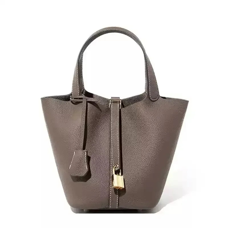 TrendAura Ann Leather Tote Bag - Timeless Structured Tote With Refined Grain Finish And Secure Strap Closure