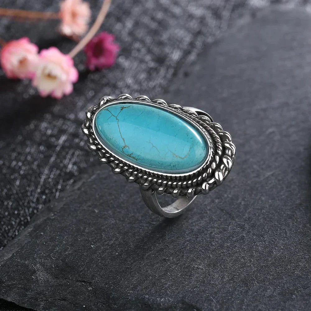 Women's Turquoise Ring with Unique Design and Adjustable Band - TrendAura
