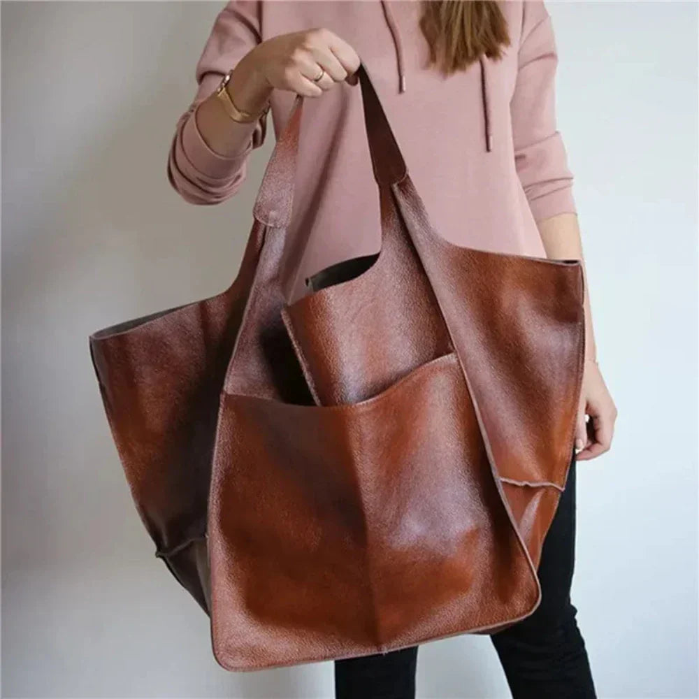 TrendAura Janet Vegan Leather Tote Bag - Spacious Interior Front Pocket Durable Double Handles