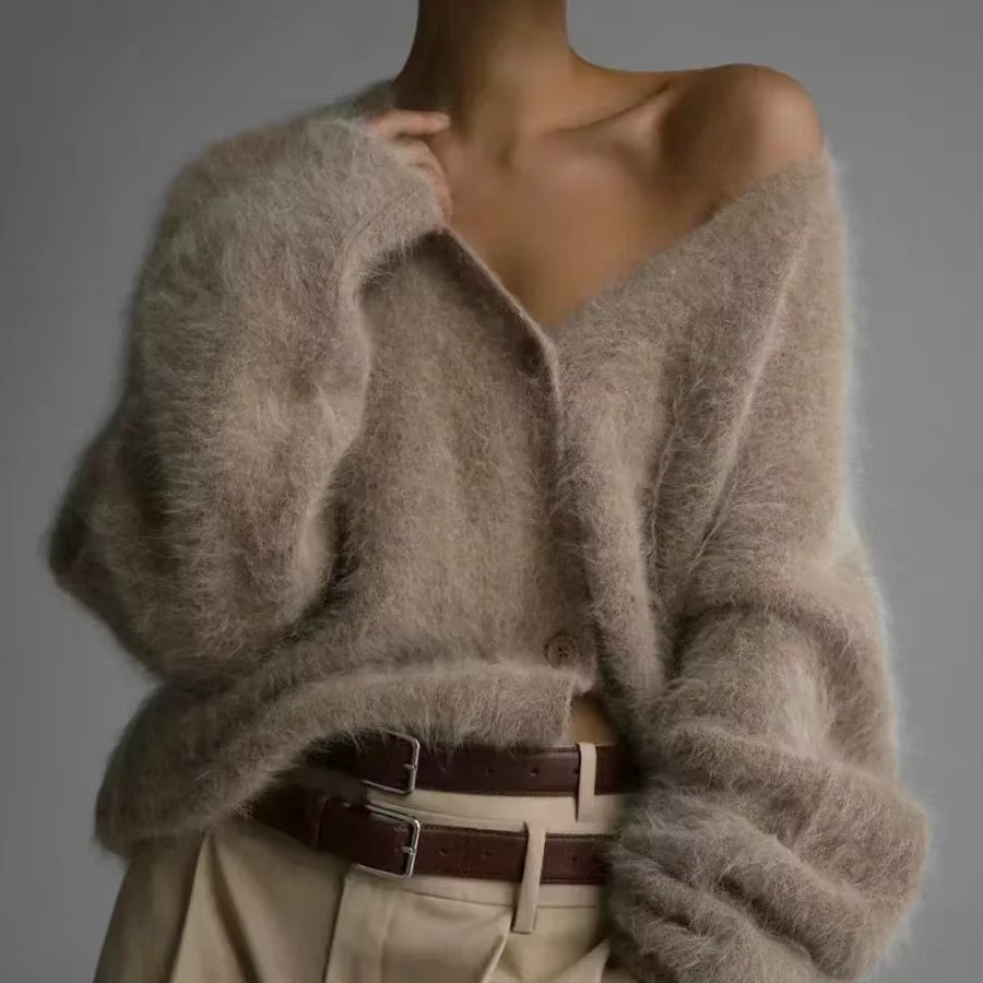 Women's Oversized Knit Cardigan V Neck Button Down Sweater Coat