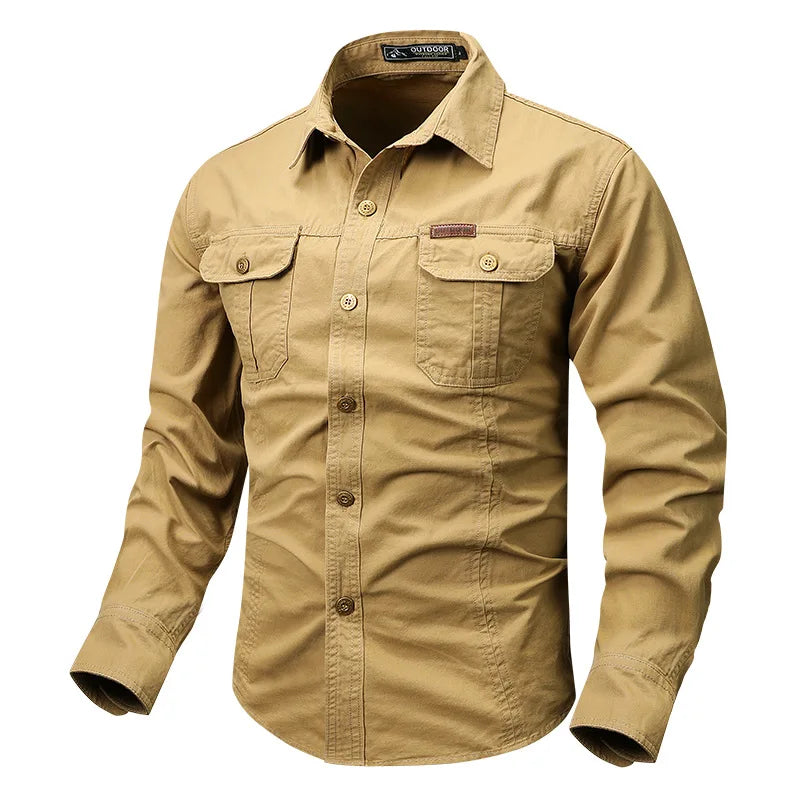 Gabriel Mens Outdoor Utility Button-Down Shirt With Durable Fabric And Utility Pockets TrendAura