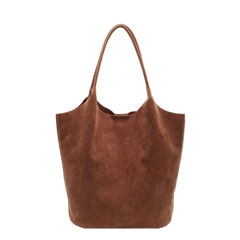 TrendAura Judy Suede Tote Bag Spacious Everyday Carryall With Soft Textured Finish