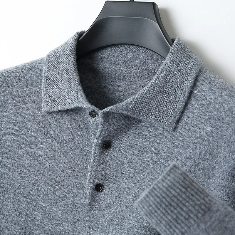 TrendAura TrueWool 100 Percent Merino Polo Shirt Lightweight Breathable Classic Collar For Men Loose Fit