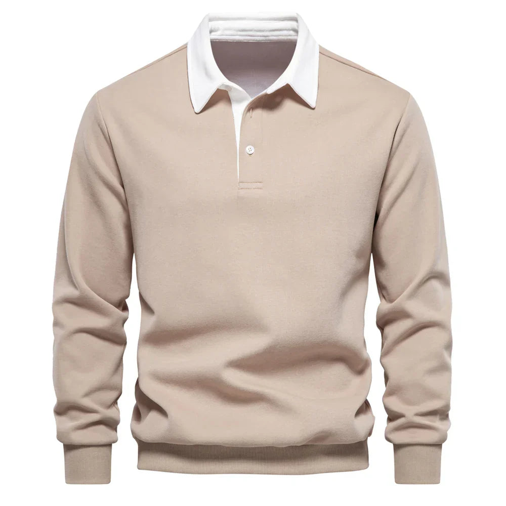 TrendAura Camden Polo Cotton Pullover Navy Knit With White Collar Mens Classic Polo Sweater