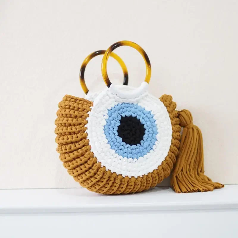 TrendAura Evil Eye Mini Clutch - Handwoven Protective Eye Charm Bag For Daily Style And Security