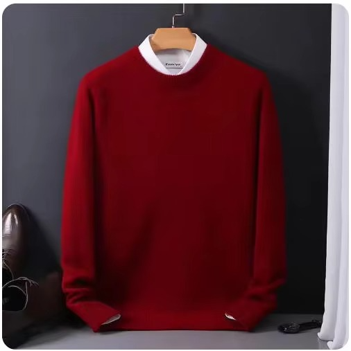 TrendAura Classic Cashmere O-Neck Navy Men's Sweater Knit Pullover for Soft Warmth and Refined Comfort