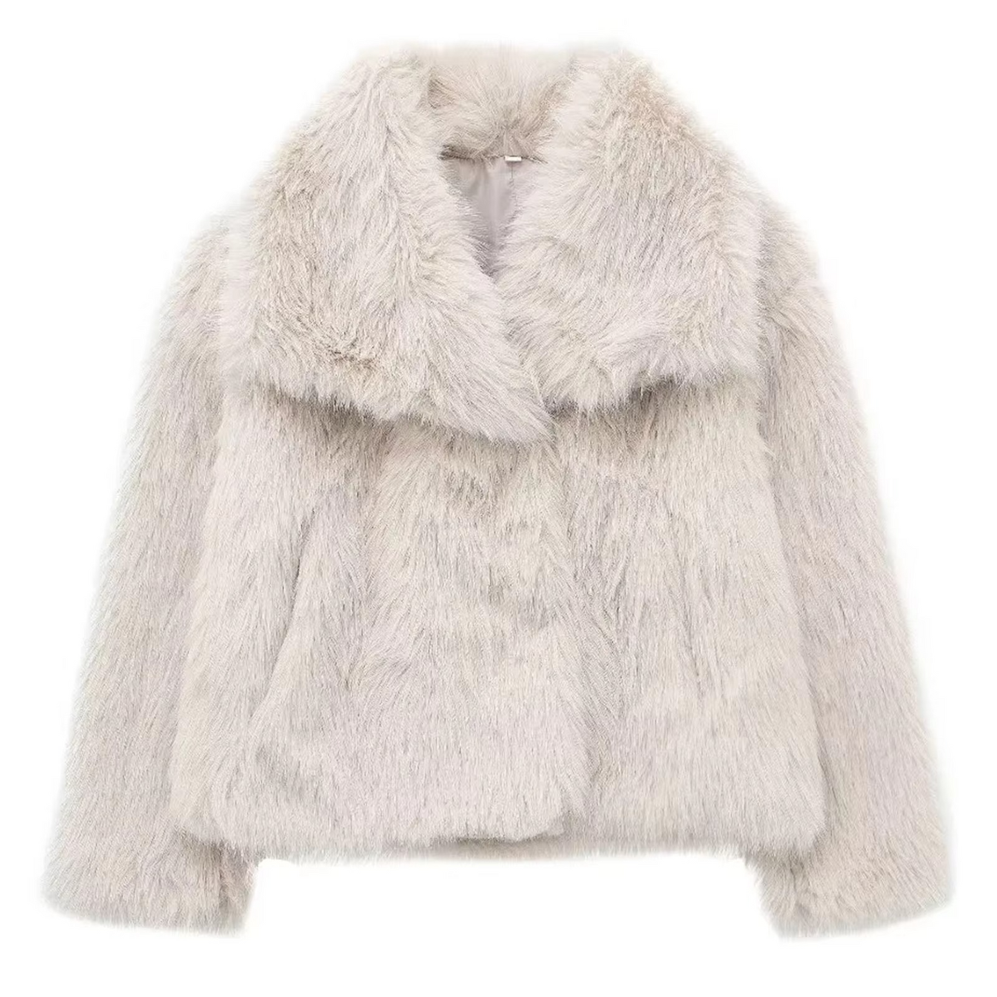 Women’s Elegant Faux Fur Coat, Fluffy Long Sleeve Lapel Jacket for Autumn and Winter