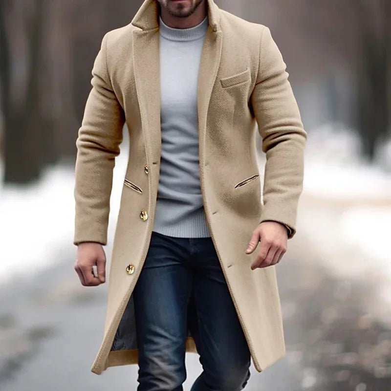 William Tailored Coat For Men Full Length Winter Overcoat In Light Gray For Formal And Casual Wear