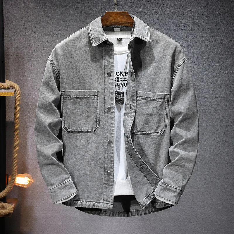 Rochefort Paris Denim Jacket For Men TrendAura Midweight Denim With Structured Fit And Minimal Detailing
