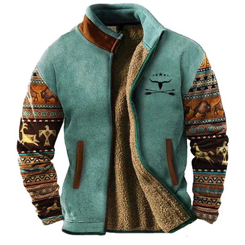 Sebastian Men's Relaxed Fit Sherpa Lined Fleece Jacket With Zipper Pockets Color Block