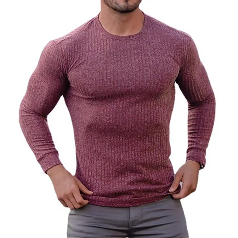 TrendAura Men's Autumn Quick Dry Knit Long Sleeve Fitness Shirt Moisture Wicking Athletic Top