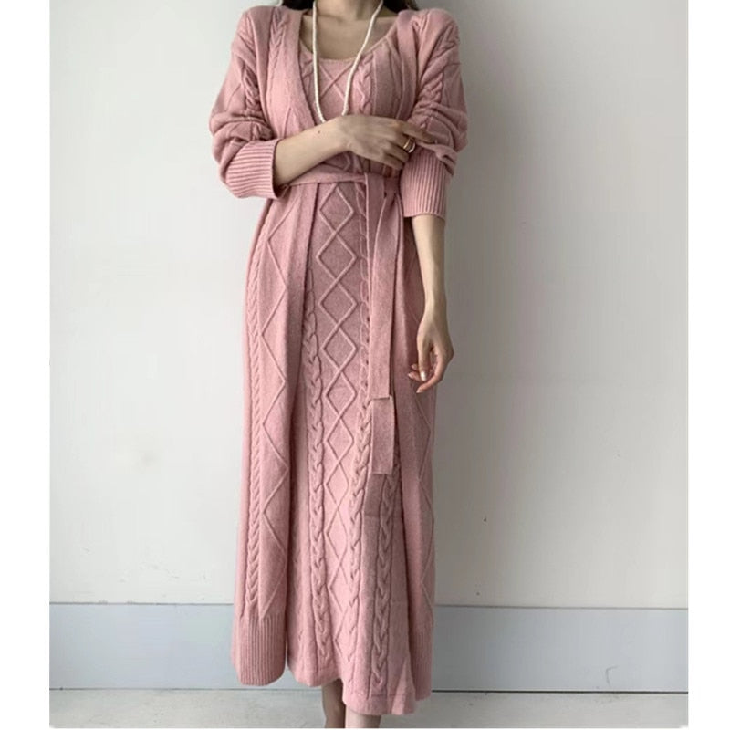 Women's Maxi Dress Set | Long Sleeve with Cardigan
