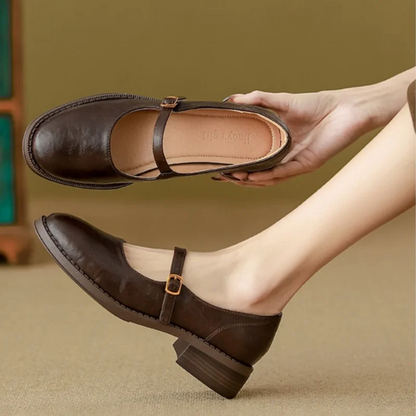 Women's Mary Jane Shoes with Low Block Heel and Strap