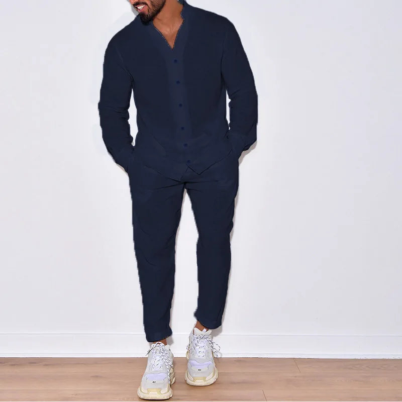 Liam Men's 100 Percent Cotton Tracksuit Set Comfortable Breathable Casual Wear For Autumn