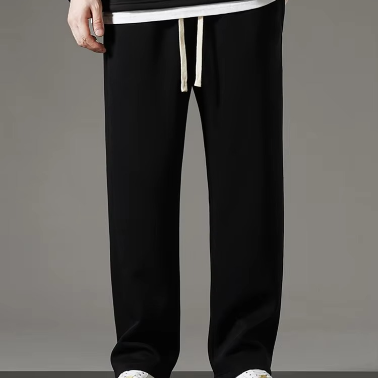 Men's Wide Leg Cotton Track Pants Korean Inspired Casual Sweatpants for Modern Streetwear