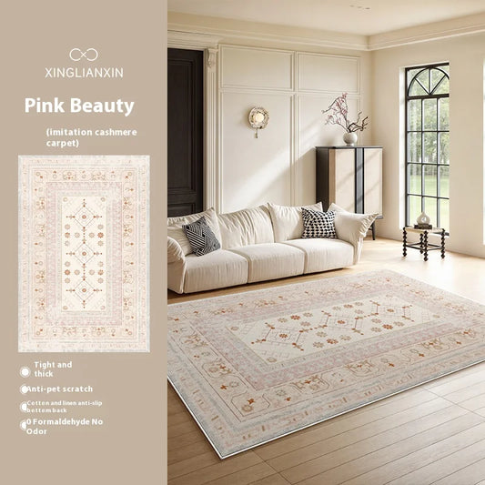 VIKAMA Fresh Rustic Style Carpet Living Room Bedroom Bedside Vintage Care-free Wipeable Room Floor Mats Home Decoration
