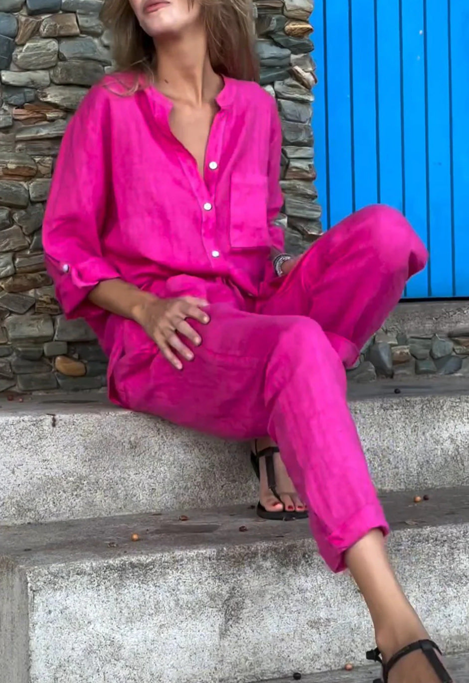 Jade Two Piece Set For Women Timeless Elegance With Breathable Cotton Linen Comfort